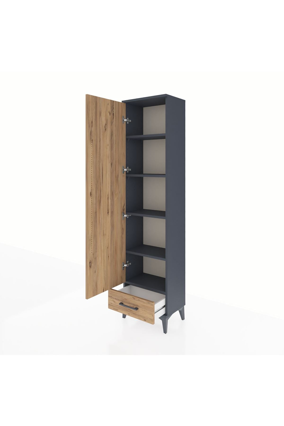 Arges Dolap 5 Raflı Tek Çekmeceli Tek Kapaklı 44x30x182 - S22M008V6A