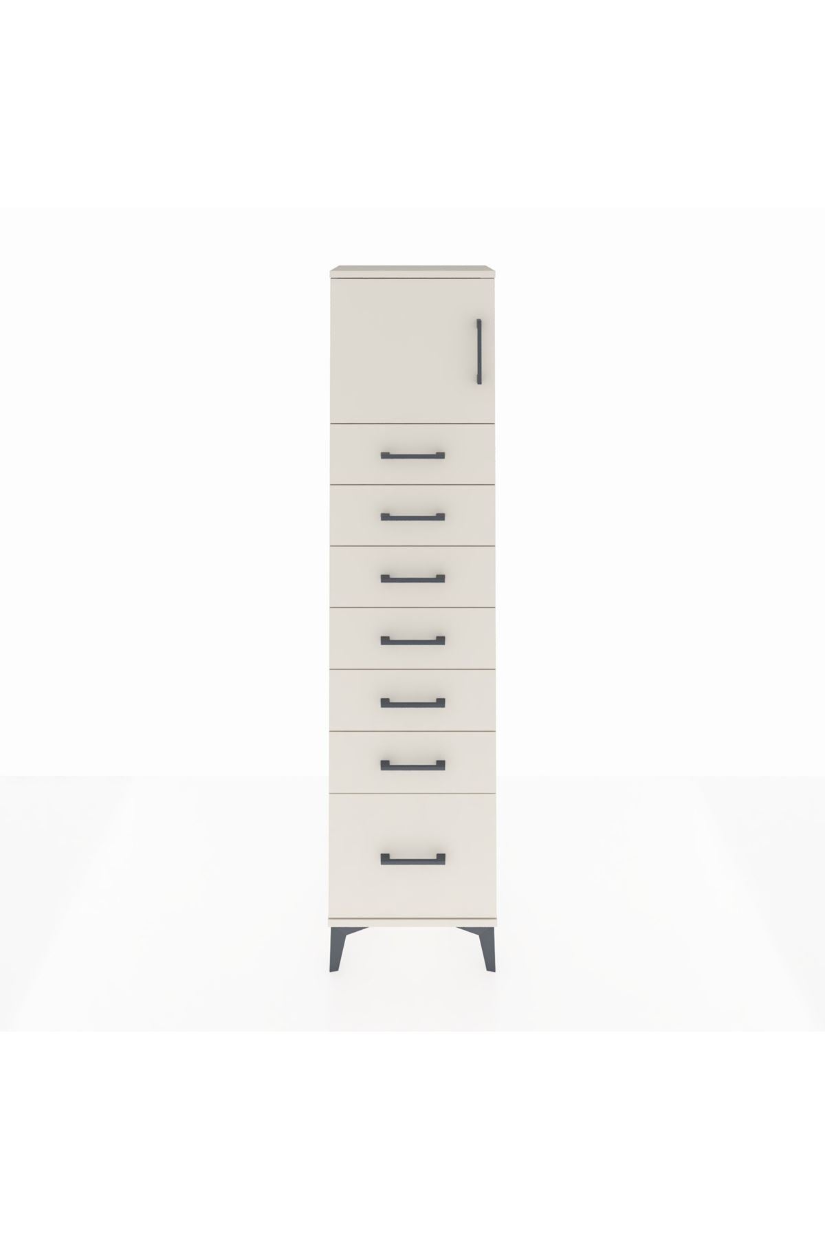 Arges Dolap Tek Raflı 7 Çekmeceli Tek Kapaklı 44x30x182 - S22M010V1A