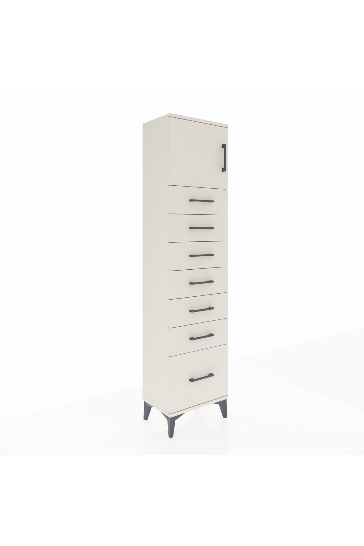 Arges Dolap Tek Raflı 7 Çekmeceli Tek Kapaklı 44x30x182 - S22M010V1A