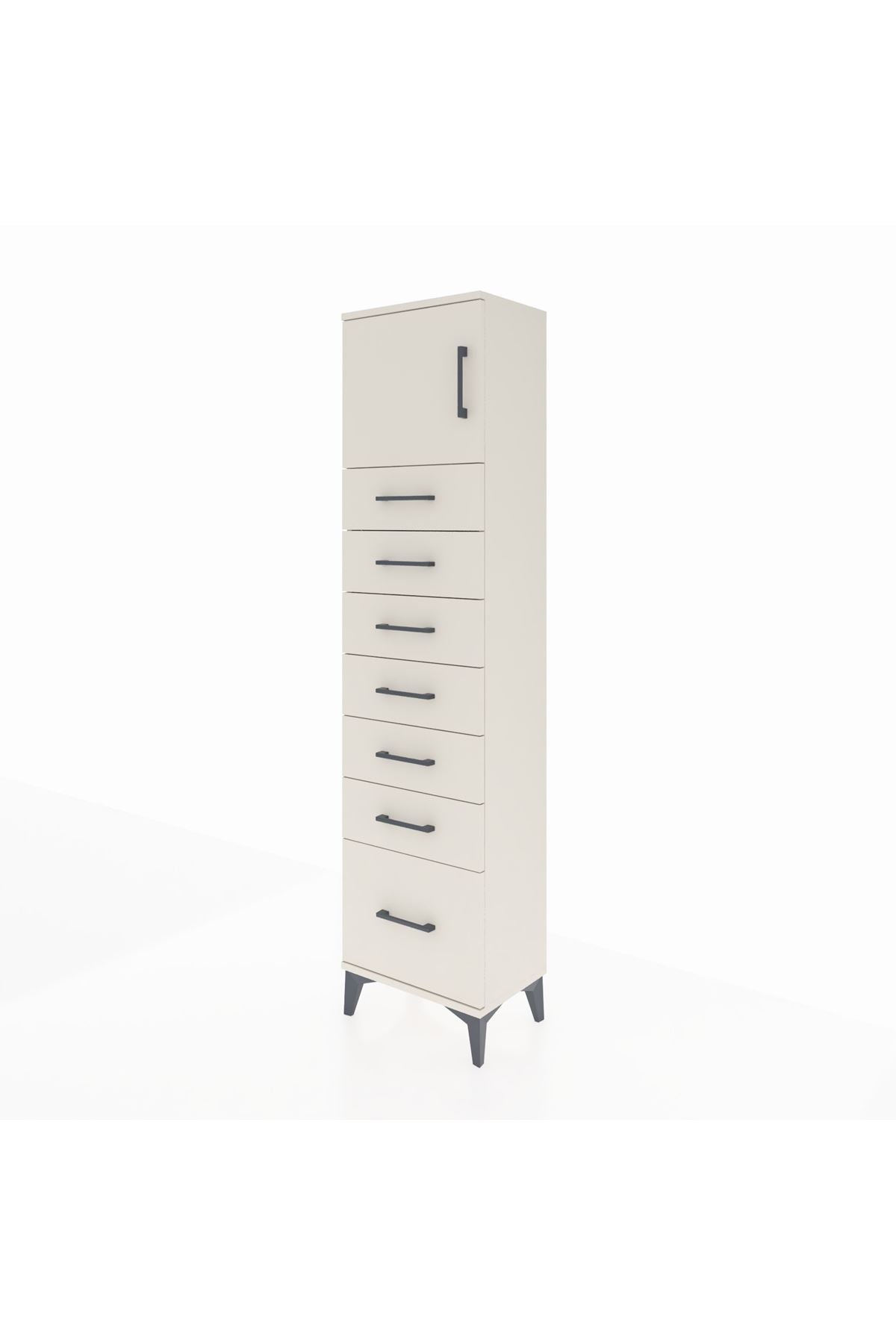 Arges Dolap Tek Raflı 7 Çekmeceli Tek Kapaklı 44x30x182 - S22M010V1A