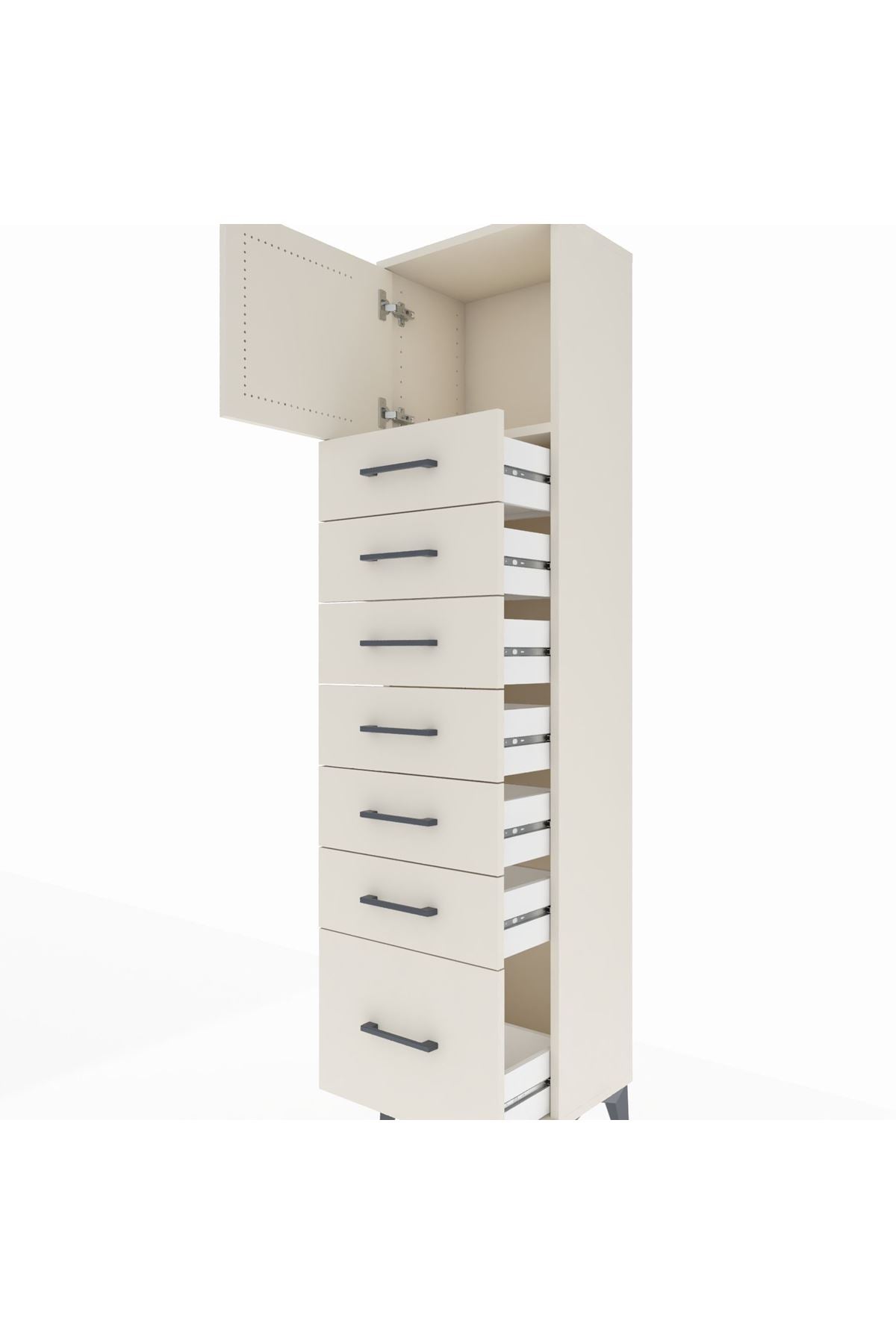 Arges Dolap Tek Raflı 7 Çekmeceli Tek Kapaklı 44x30x182 - S22M010V1A