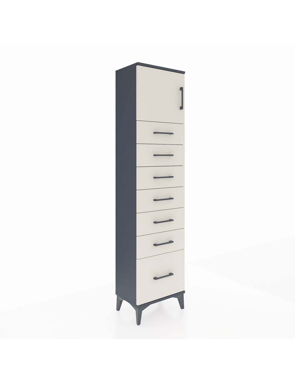 Arges Dolap Tek Raflı 7 Çekmeceli Tek Kapaklı 44x30x182 - S22M010V4A