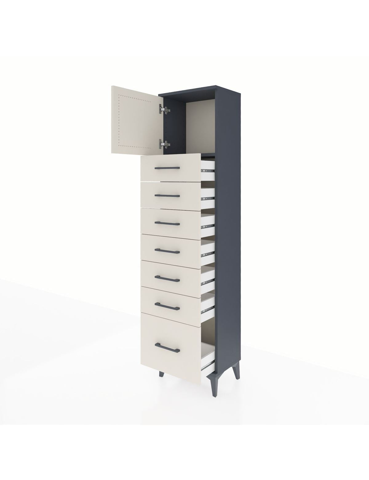 Arges Dolap Tek Raflı 7 Çekmeceli Tek Kapaklı 44x30x182 - S22M010V4A