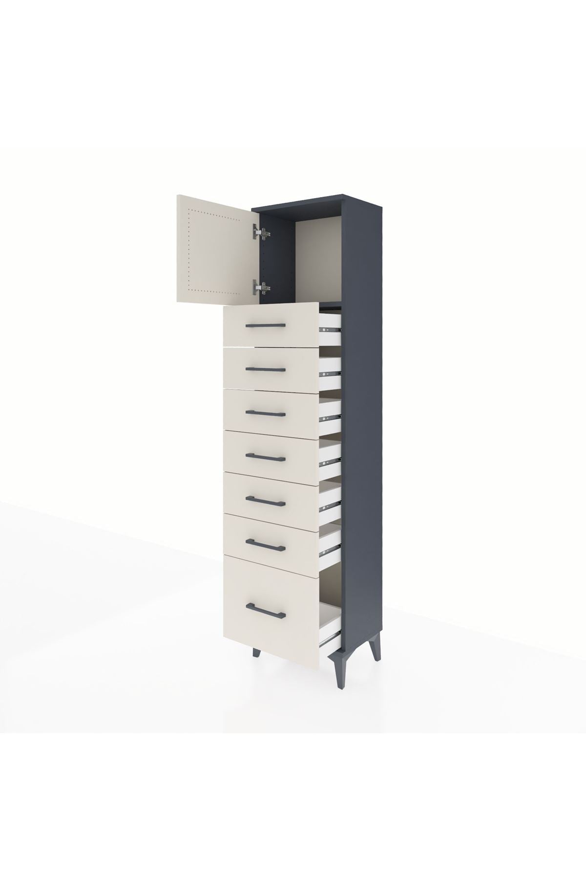 Arges Dolap Tek Raflı 7 Çekmeceli Tek Kapaklı 44x30x182 - S22M010V4A