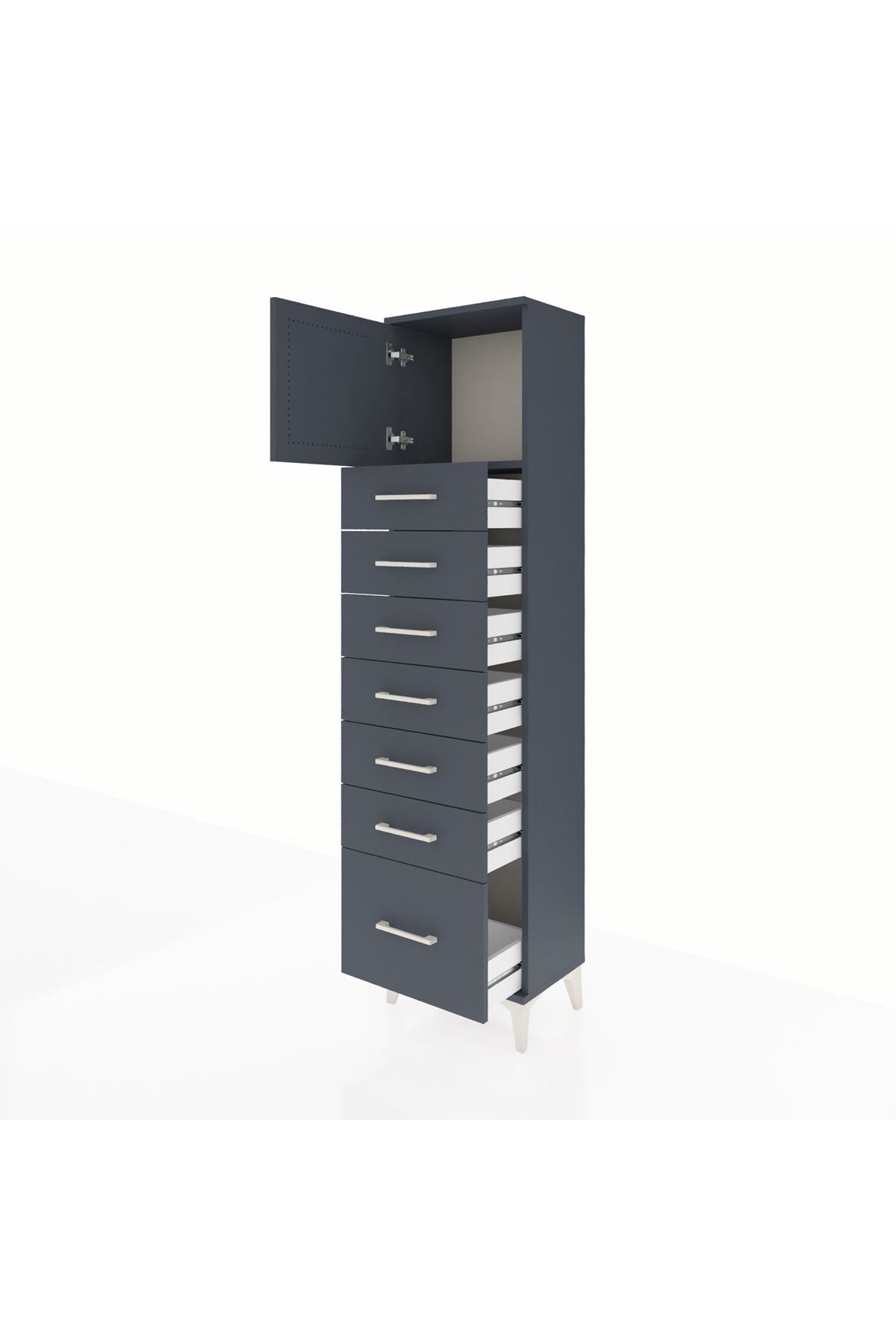 Arges Dolap Tek Raflı 7 Çekmeceli Tek Kapaklı 44x30x182 - S22M010V5A