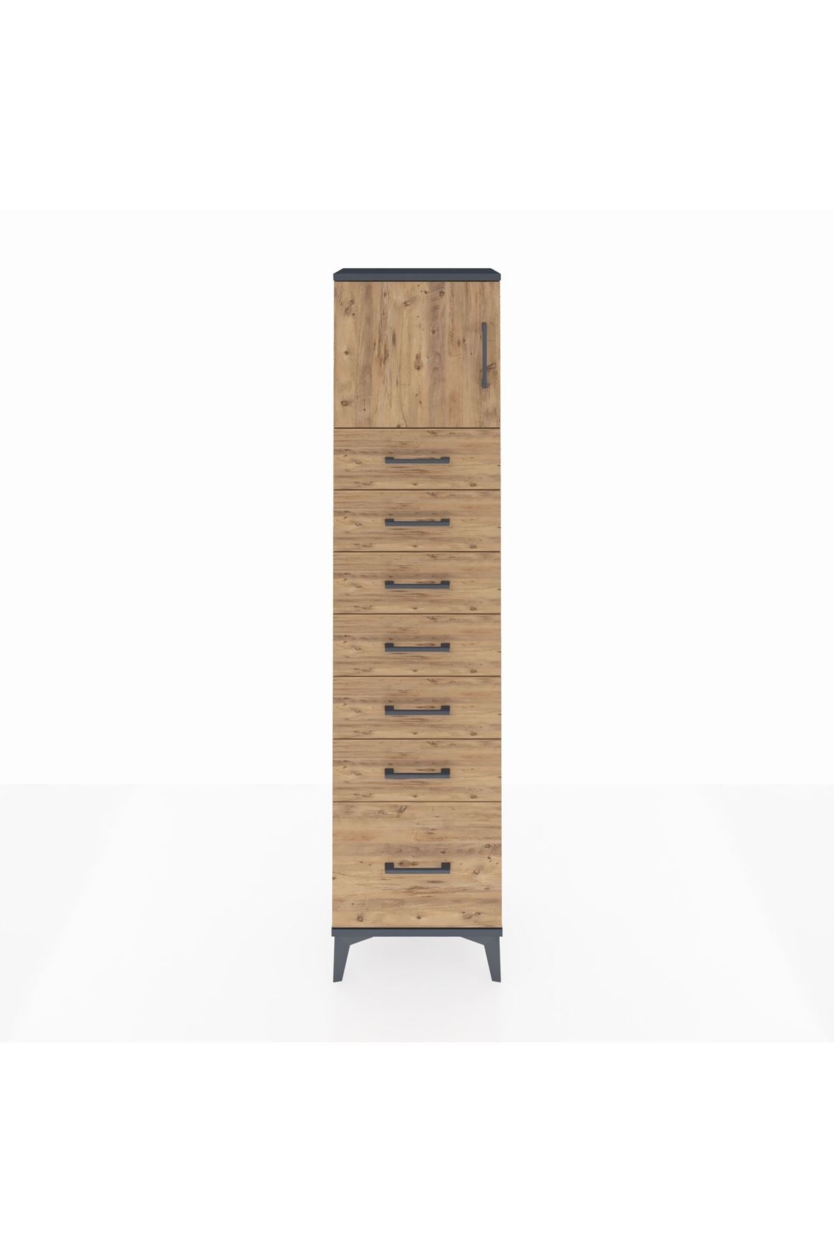 Arges Dolap Tek Raflı 7 Çekmeceli Tek Kapaklı 44x30x182 - S22M010V6A