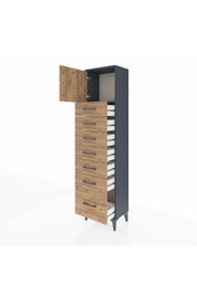 Arges Dolap Tek Raflı 7 Çekmeceli Tek Kapaklı 44x30x182 - S22M010V6A