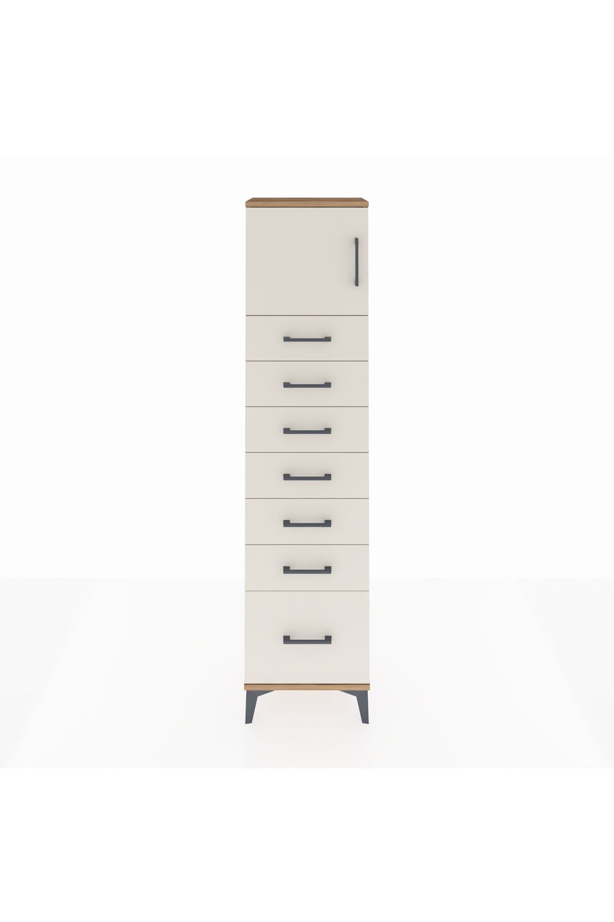 Arges Dolap Tek Raflı 7 Çekmeceli Tek Kapaklı 44x30x182 - S22M010V7A