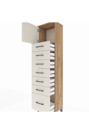 Arges Dolap Tek Raflı 7 Çekmeceli Tek Kapaklı 44x30x182 - S22M010V7A