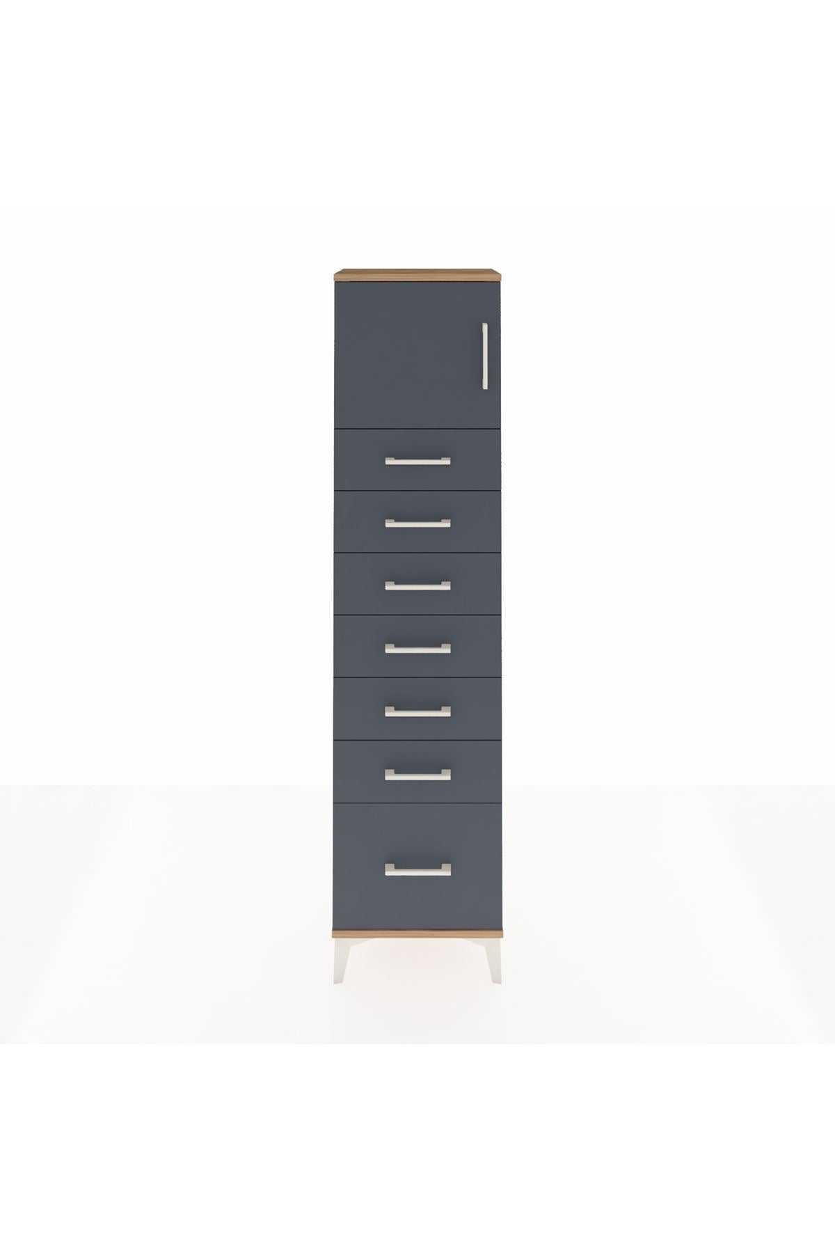 Arges Dolap Tek Raflı 7 Çekmeceli Tek Kapaklı 44x30x182 - S22M010V8A