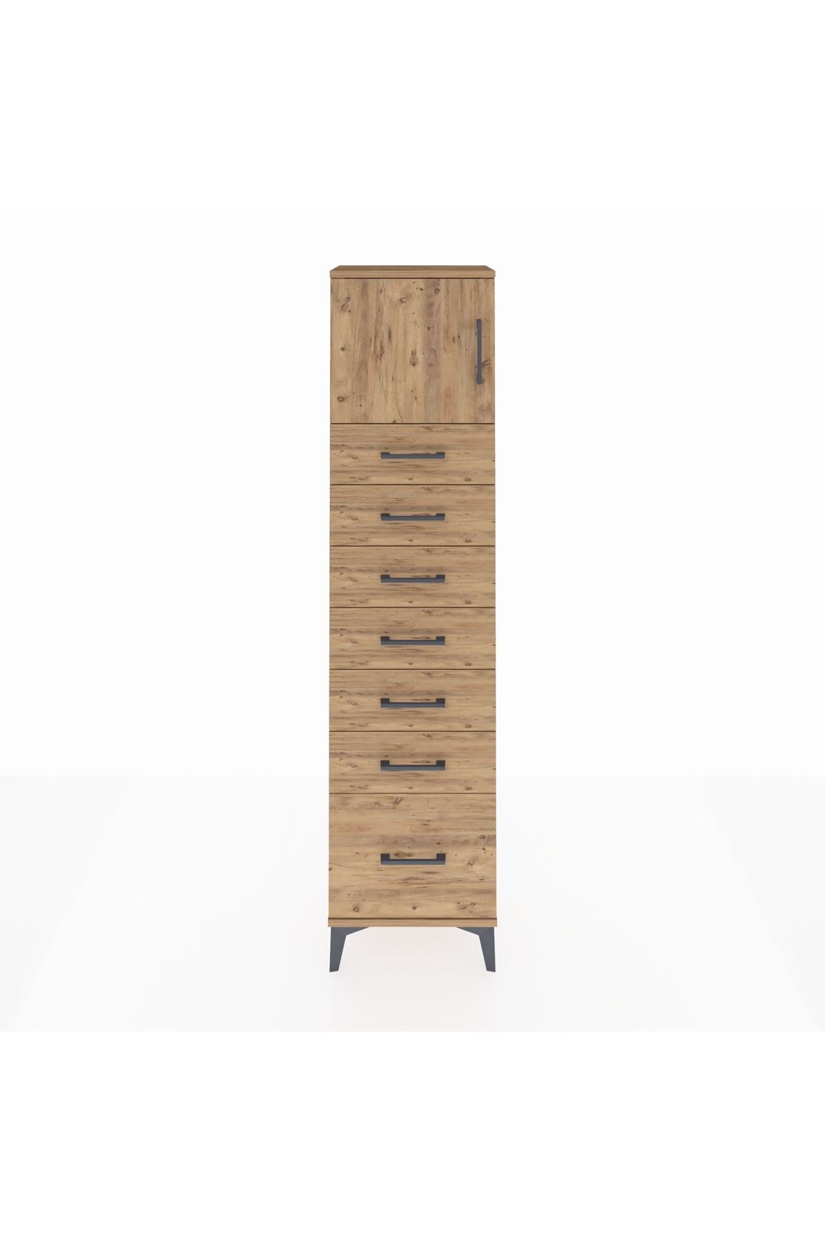 Arges Dolap Tek Raflı 7 Çekmeceli Tek Kapaklı 44x30x182 - S22M010V9A