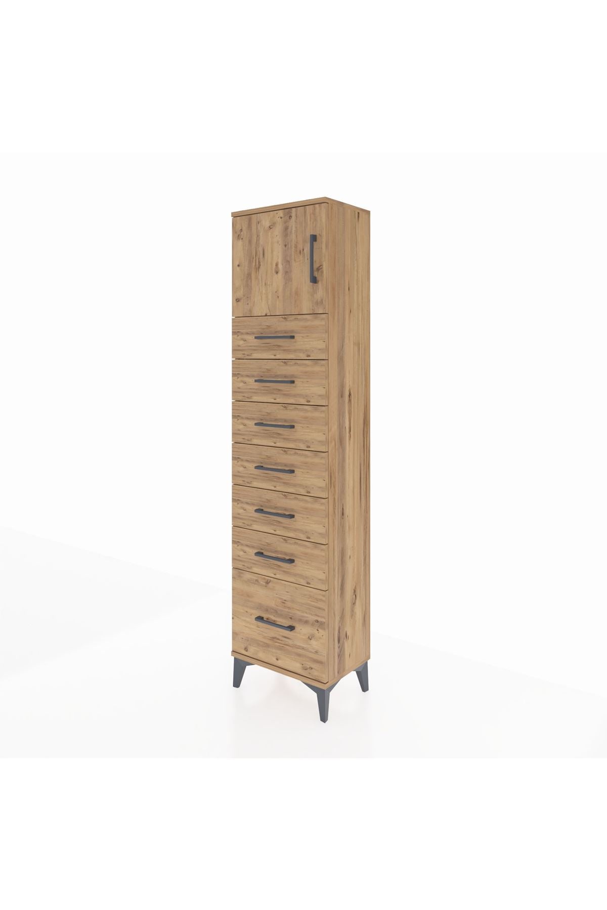 Arges Dolap Tek Raflı 7 Çekmeceli Tek Kapaklı 44x30x182 - S22M010V9A
