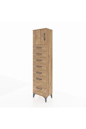 Arges Dolap Tek Raflı 7 Çekmeceli Tek Kapaklı 44x30x182 - S22M010V9A