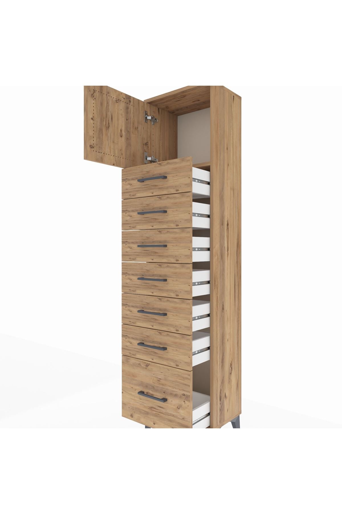 Arges Dolap Tek Raflı 7 Çekmeceli Tek Kapaklı 44x30x182 - S22M010V9A