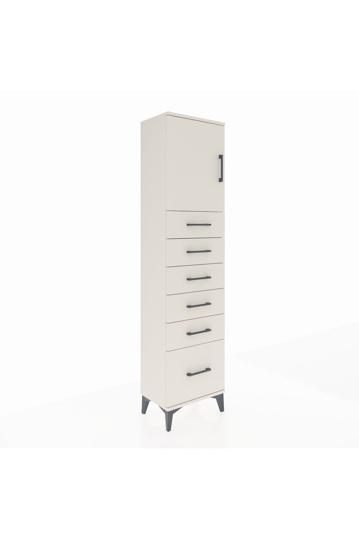 Arges Dolap Tek Raflı 6 Çekmeceli Tek Kapaklı 44x30x182 - S22M011V1A