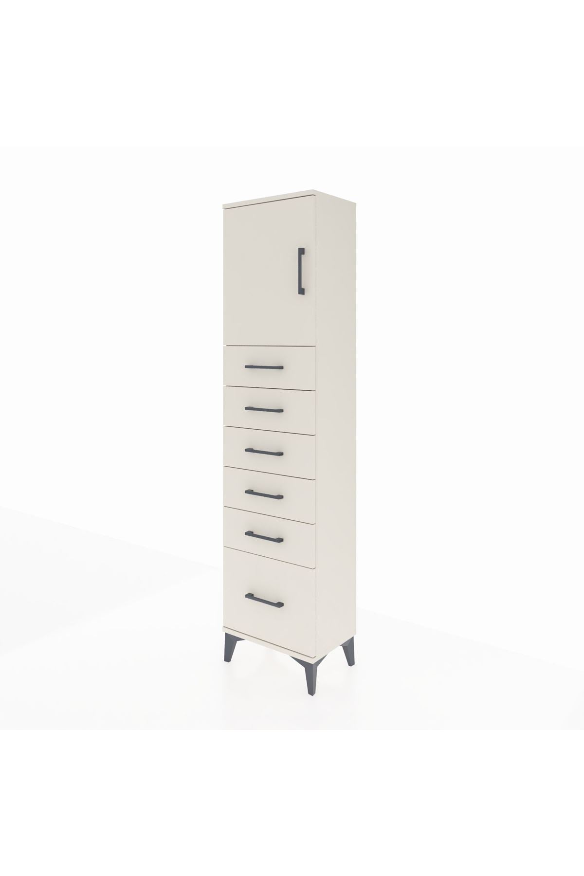 Arges Dolap Tek Raflı 6 Çekmeceli Tek Kapaklı 44x30x182 - S22M011V1A