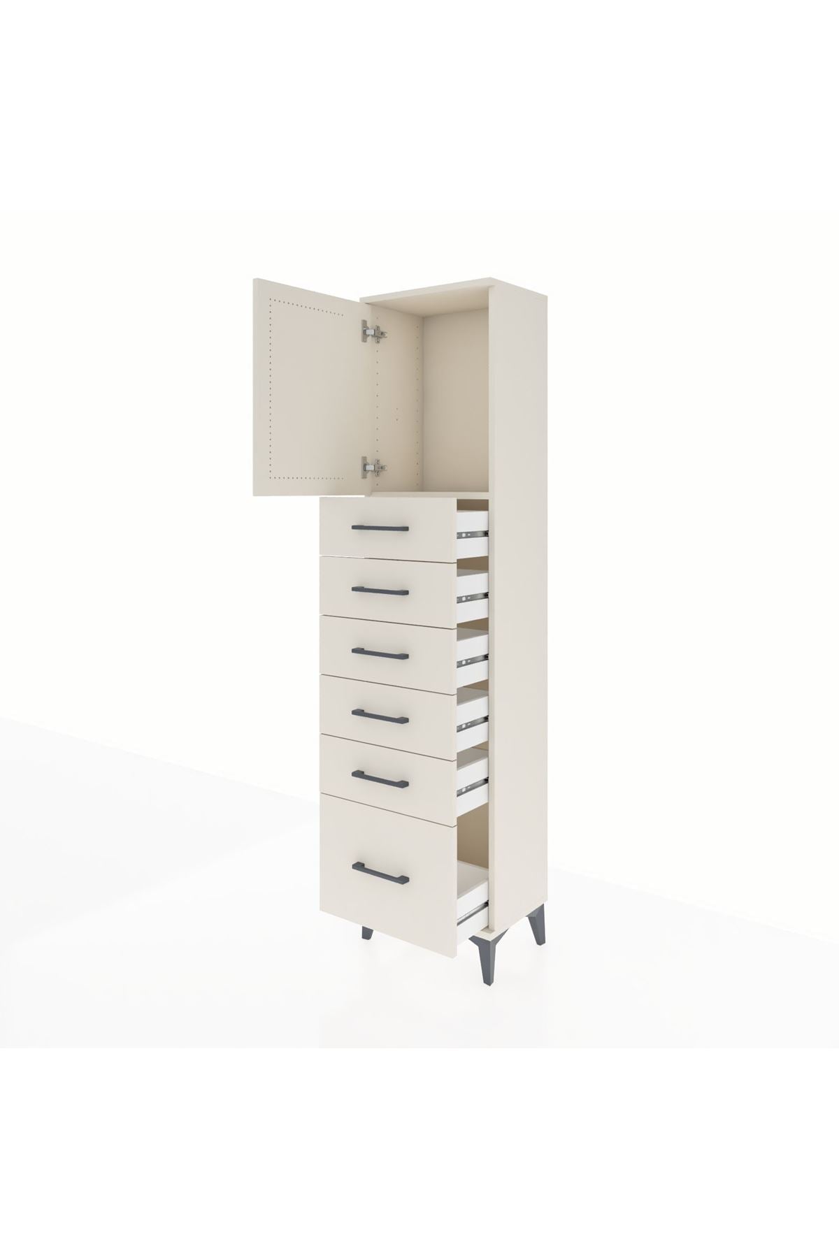 Arges Dolap Tek Raflı 6 Çekmeceli Tek Kapaklı 44x30x182 - S22M011V1A