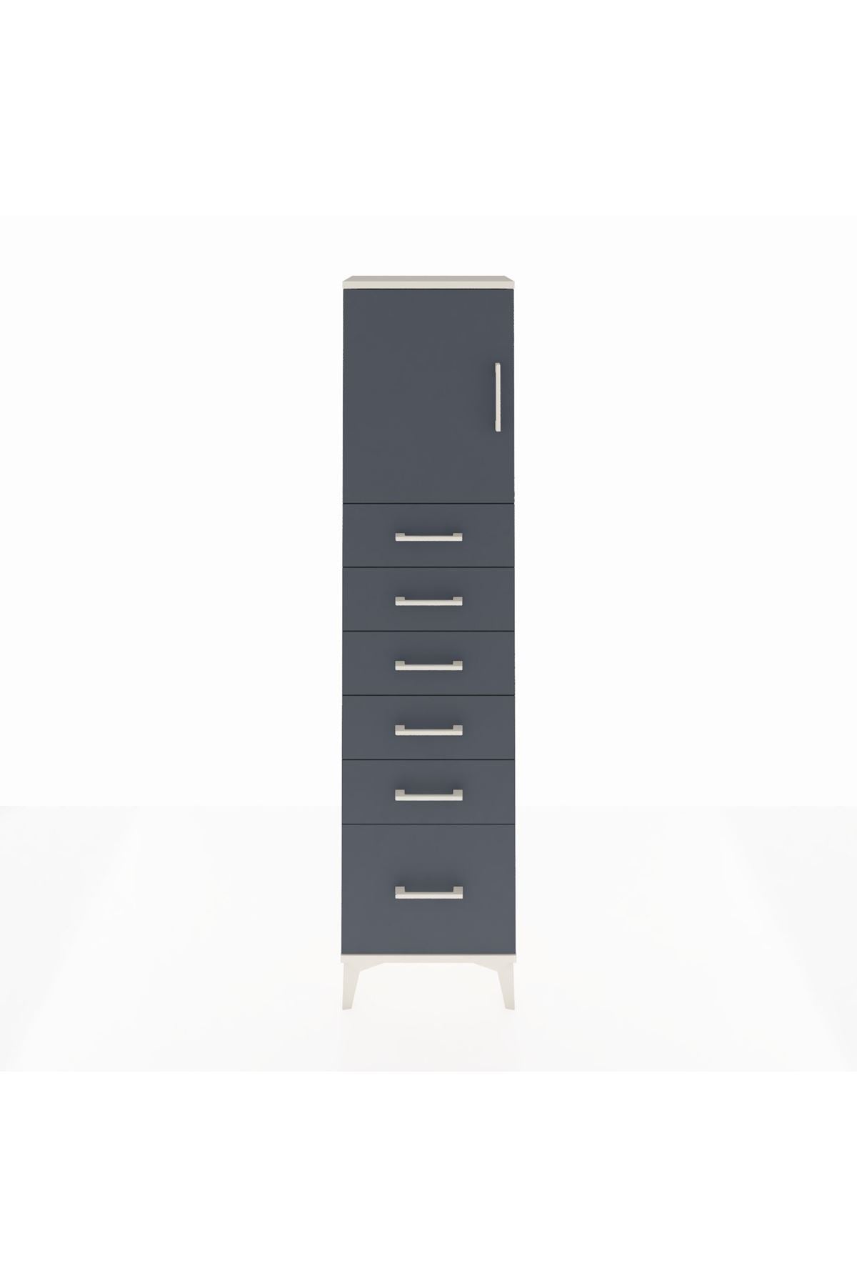 Arges Dolap Tek Raflı 6 Çekmeceli Tek Kapaklı 44x30x182 - S22M011V2A