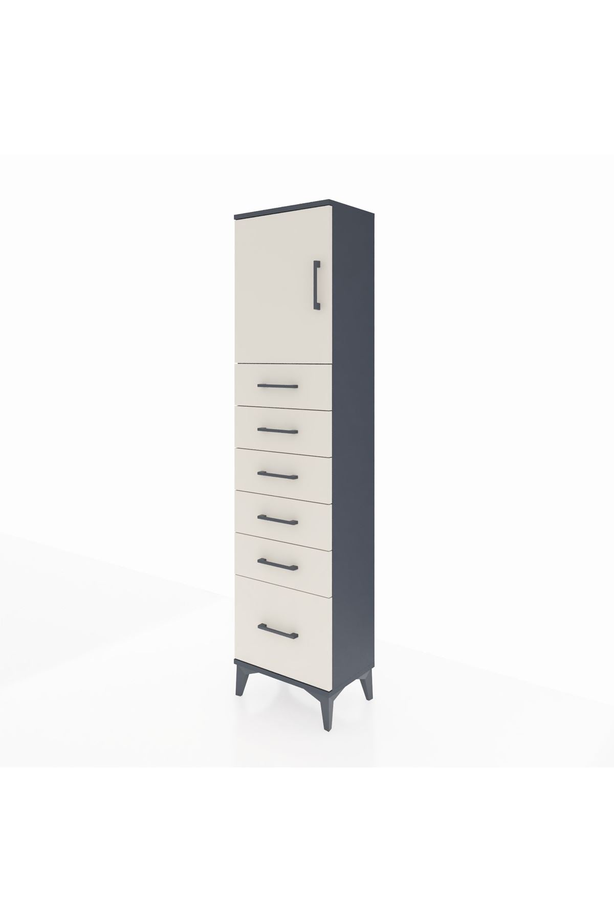 Arges Dolap Tek Raflı 6 Çekmeceli Tek Kapaklı 44x30x182 - S22M011V4A