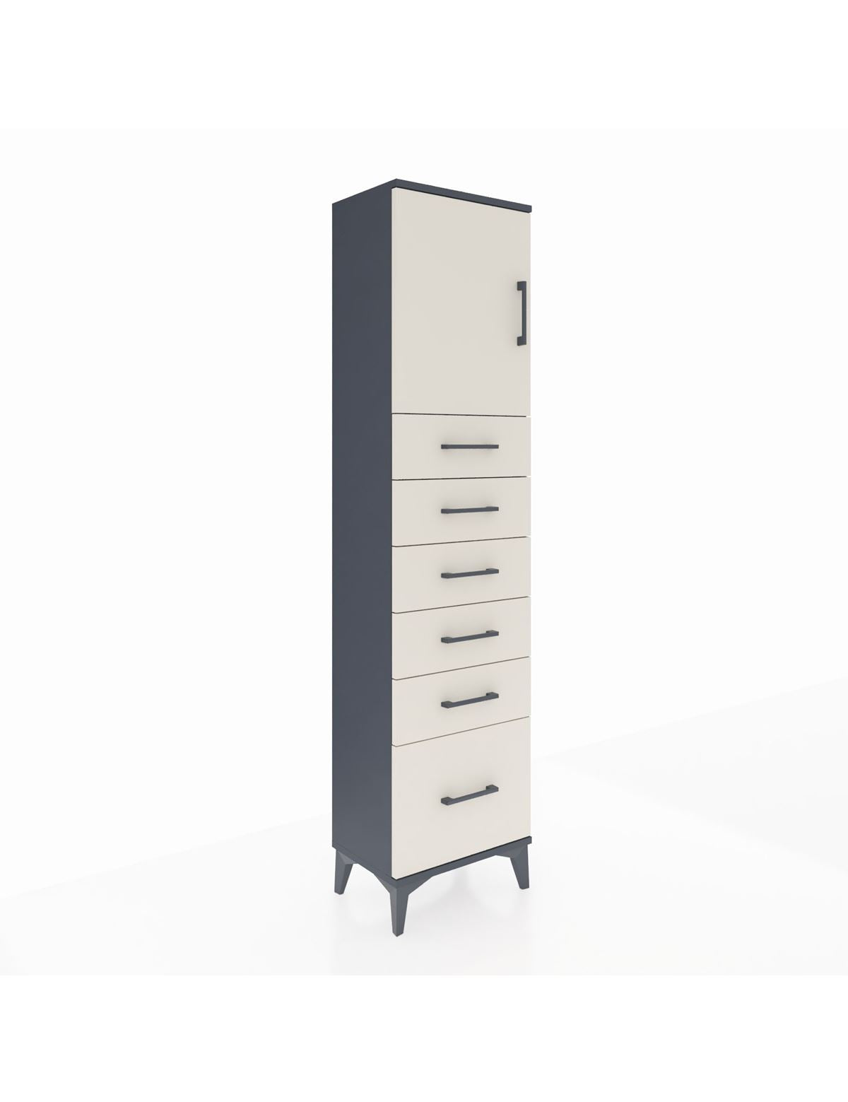 Arges Dolap Tek Raflı 6 Çekmeceli Tek Kapaklı 44x30x182 - S22M011V4A