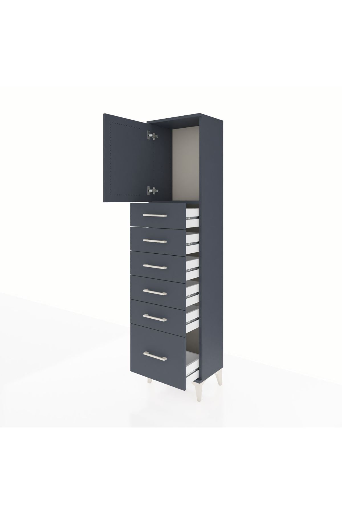 Arges Dolap Tek Raflı 6 Çekmeceli Tek Kapaklı 44x30x182 - S22M011V5A
