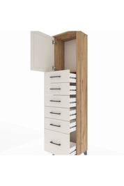 Arges Dolap Tek Raflı 6 Çekmeceli Tek Kapaklı 44x30x182 - S22M011V7A