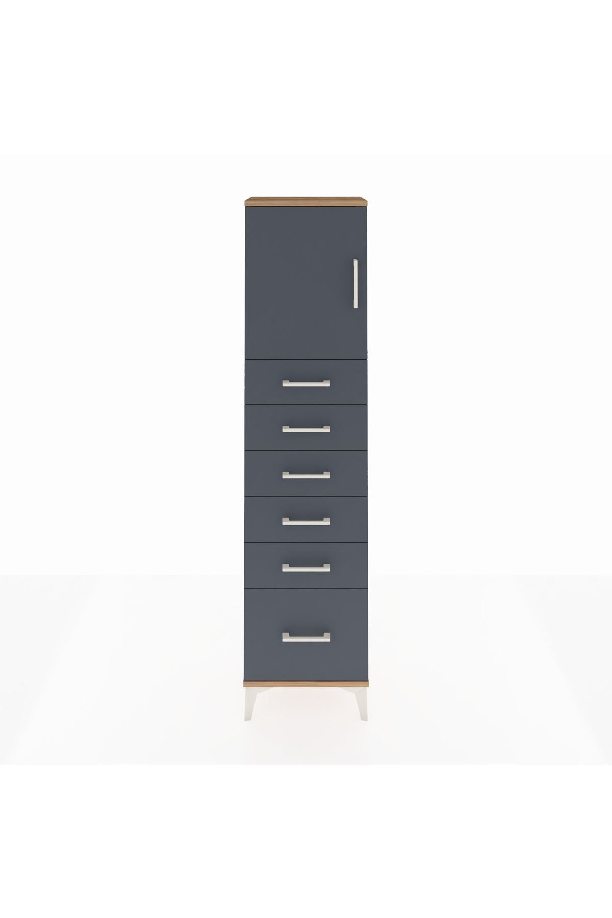 Arges Dolap Tek Raflı 6 Çekmeceli Tek Kapaklı 44x30x182 - S22M011V8A