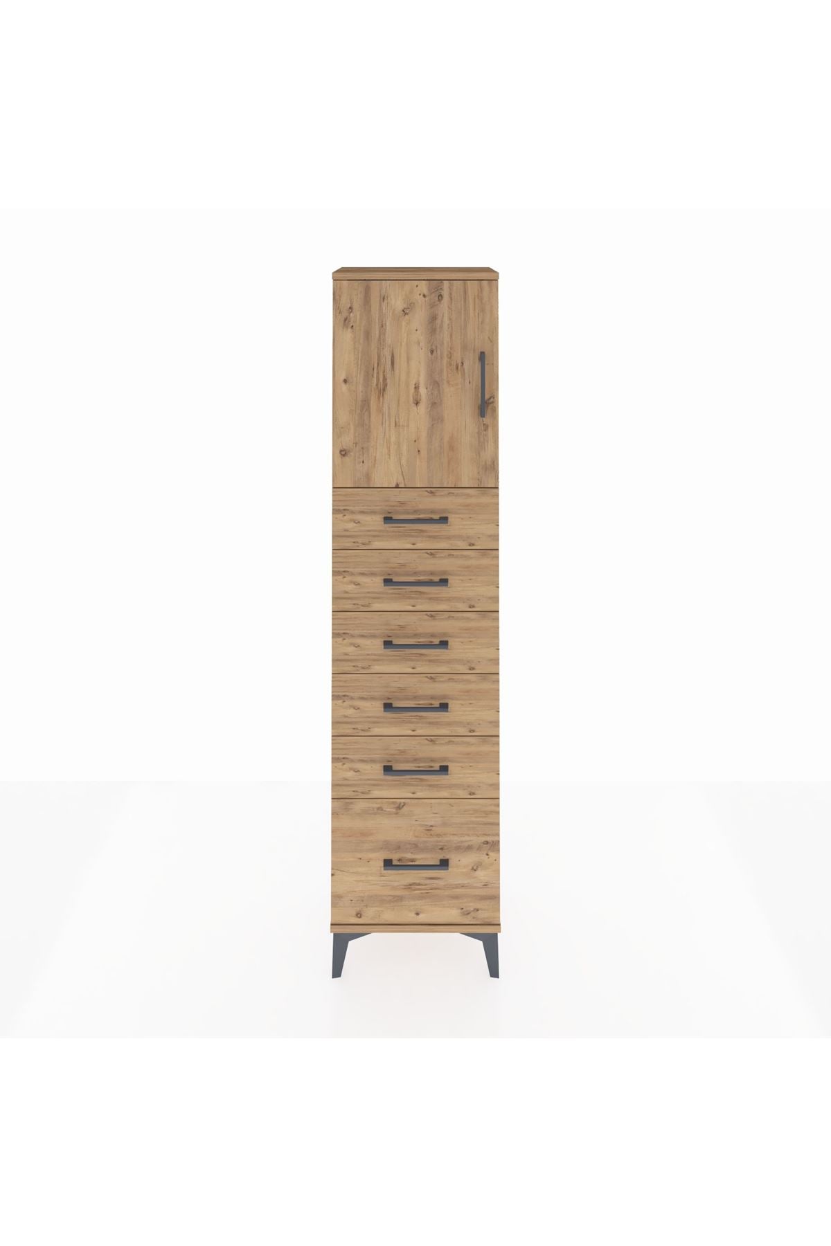 Arges Dolap Tek Raflı 6 Çekmeceli Tek Kapaklı 44x30x182 - S22M011V9A
