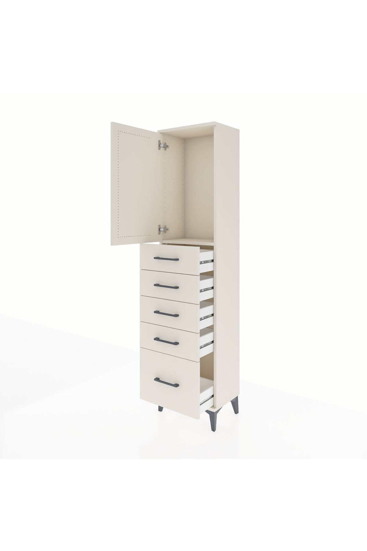Arges Dolap Tek Raflı 5 Çekmeceli Tek Kapaklı 44x30x182 - S22M012V1A