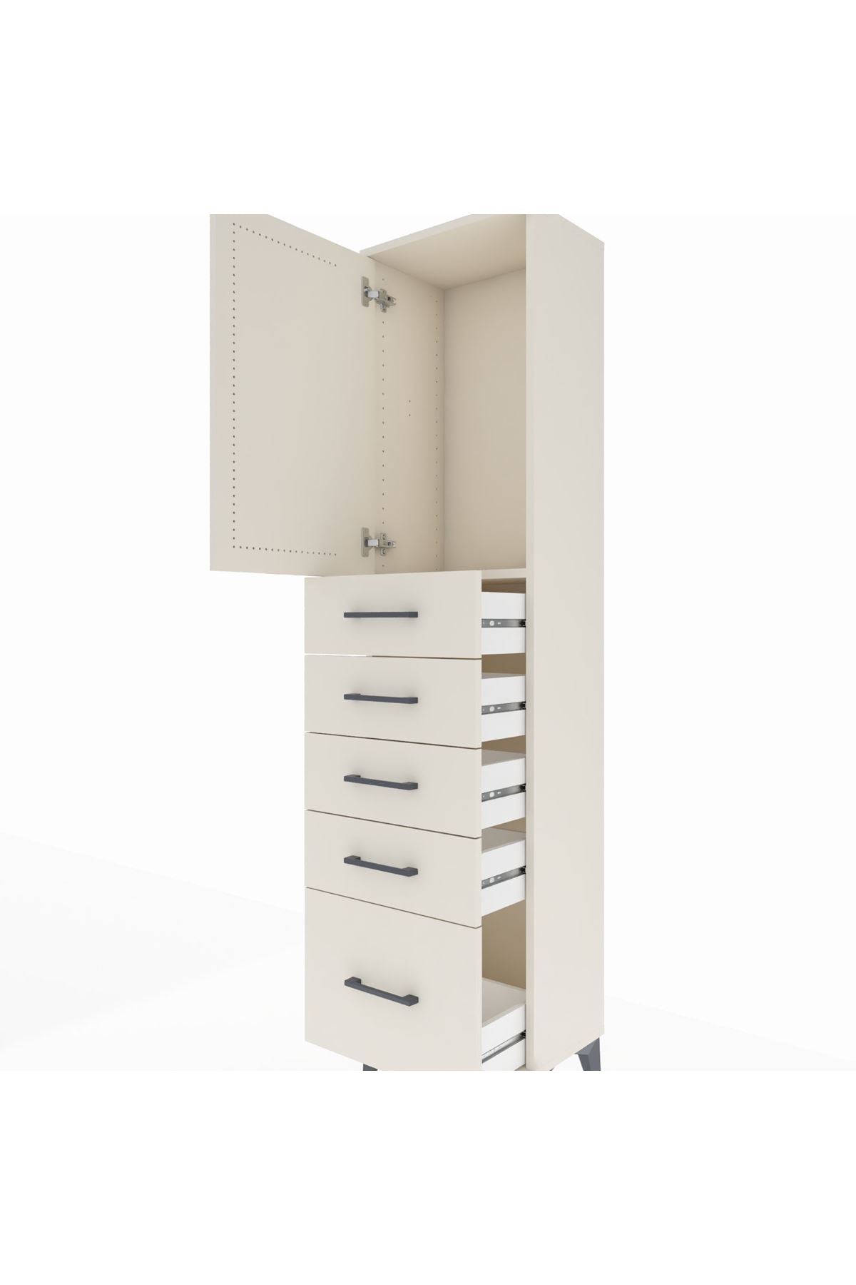 Arges Dolap Tek Raflı 5 Çekmeceli Tek Kapaklı 44x30x182 - S22M012V1A