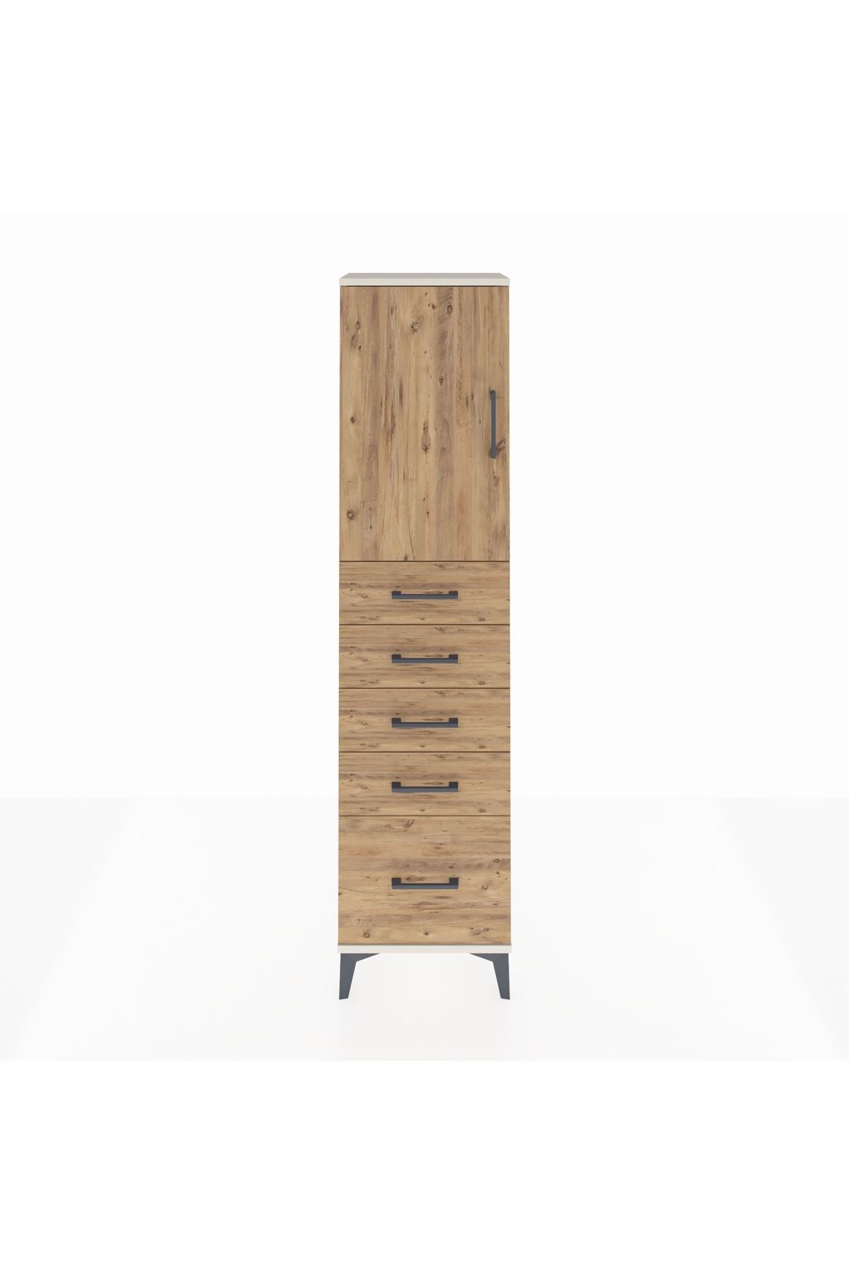Arges Dolap Tek Raflı 5 Çekmeceli Tek Kapaklı 44x30x182 - S22M012V3A