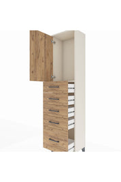 Arges Dolap Tek Raflı 5 Çekmeceli Tek Kapaklı 44x30x182 - S22M012V3A