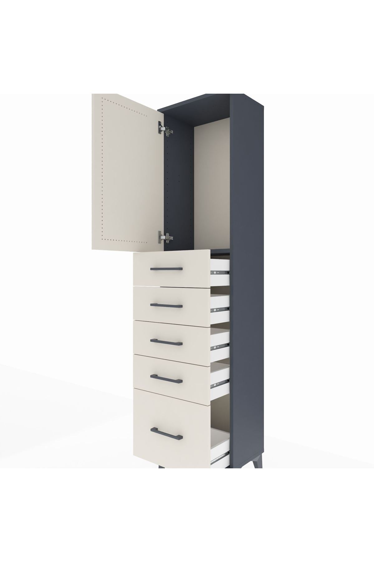 Arges Dolap Tek Raflı 5 Çekmeceli Tek Kapaklı 44x30x182 - S22M012V4A