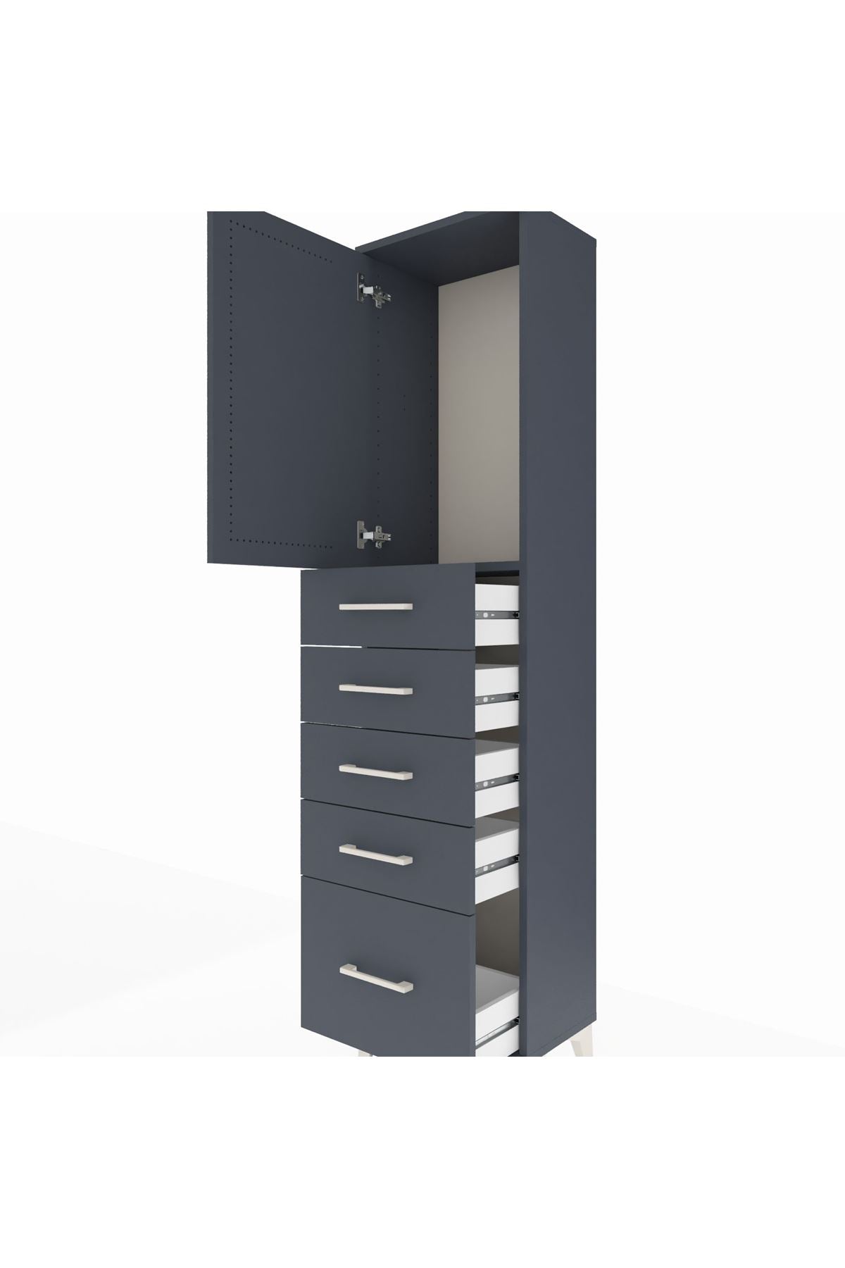Arges Dolap Tek Raflı 5 Çekmeceli Tek Kapaklı 44x30x182 - S22M012V5A