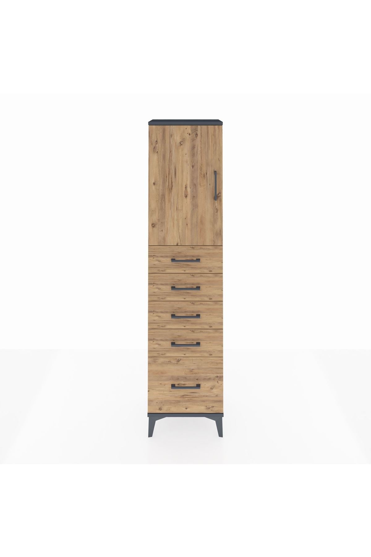 Arges Dolap Tek Raflı 5 Çekmeceli Tek Kapaklı 44x30x182 - S22M012V6A