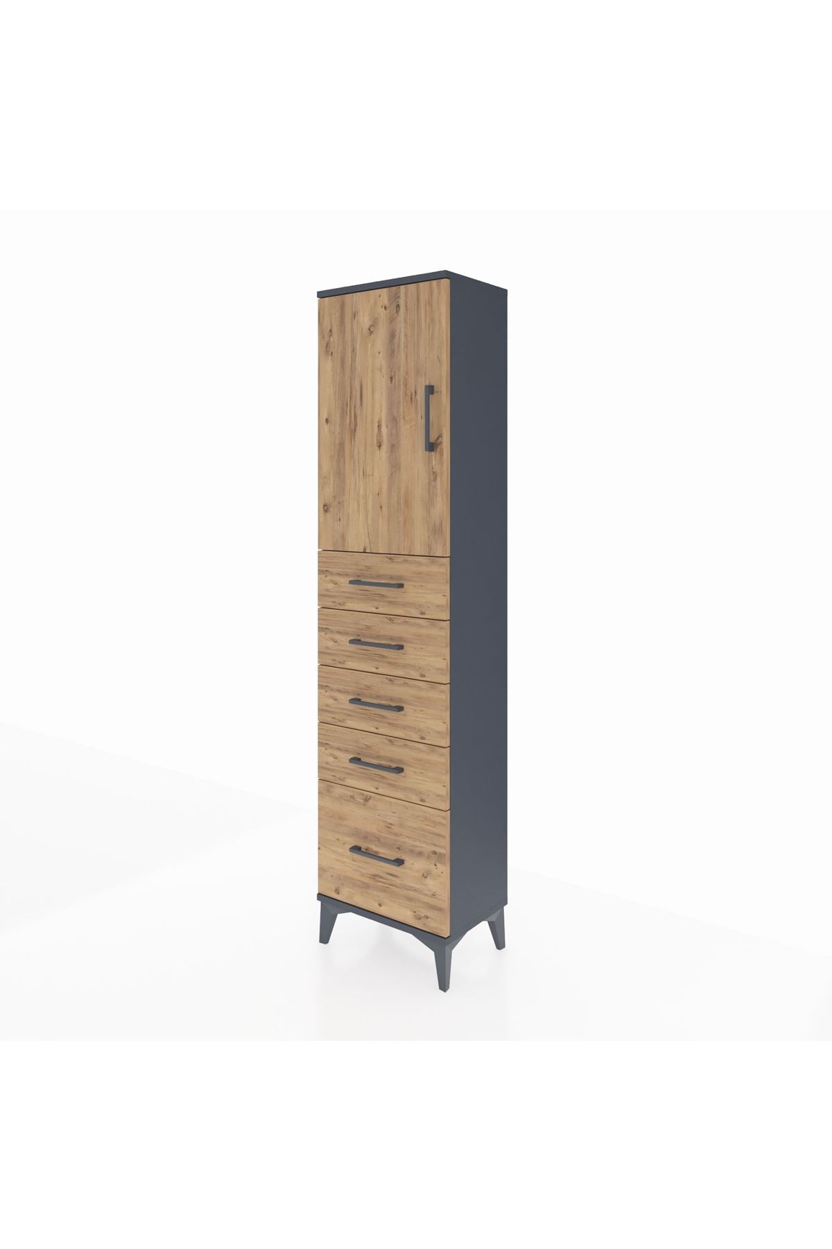 Arges Dolap Tek Raflı 5 Çekmeceli Tek Kapaklı 44x30x182 - S22M012V6A