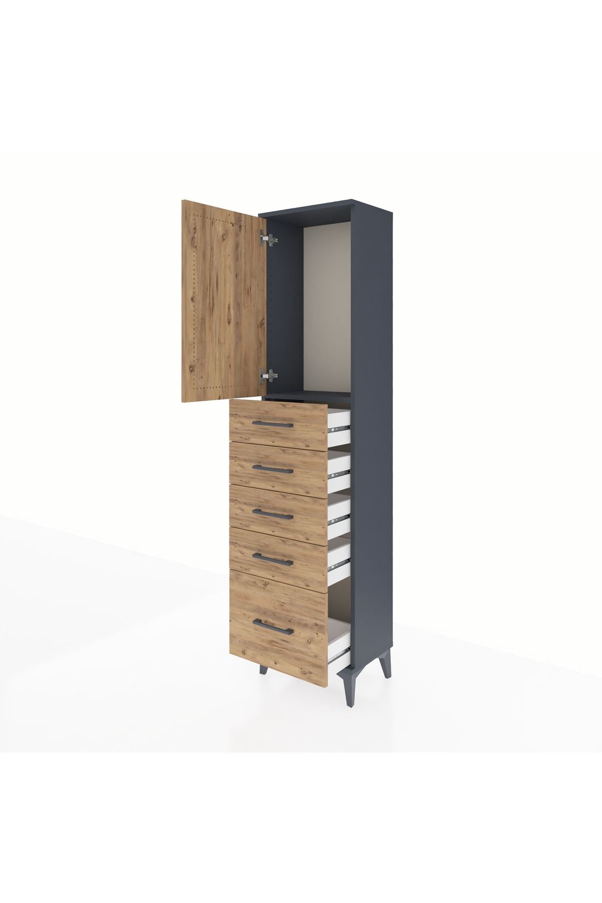 Arges Dolap Tek Raflı 5 Çekmeceli Tek Kapaklı 44x30x182 - S22M012V6A