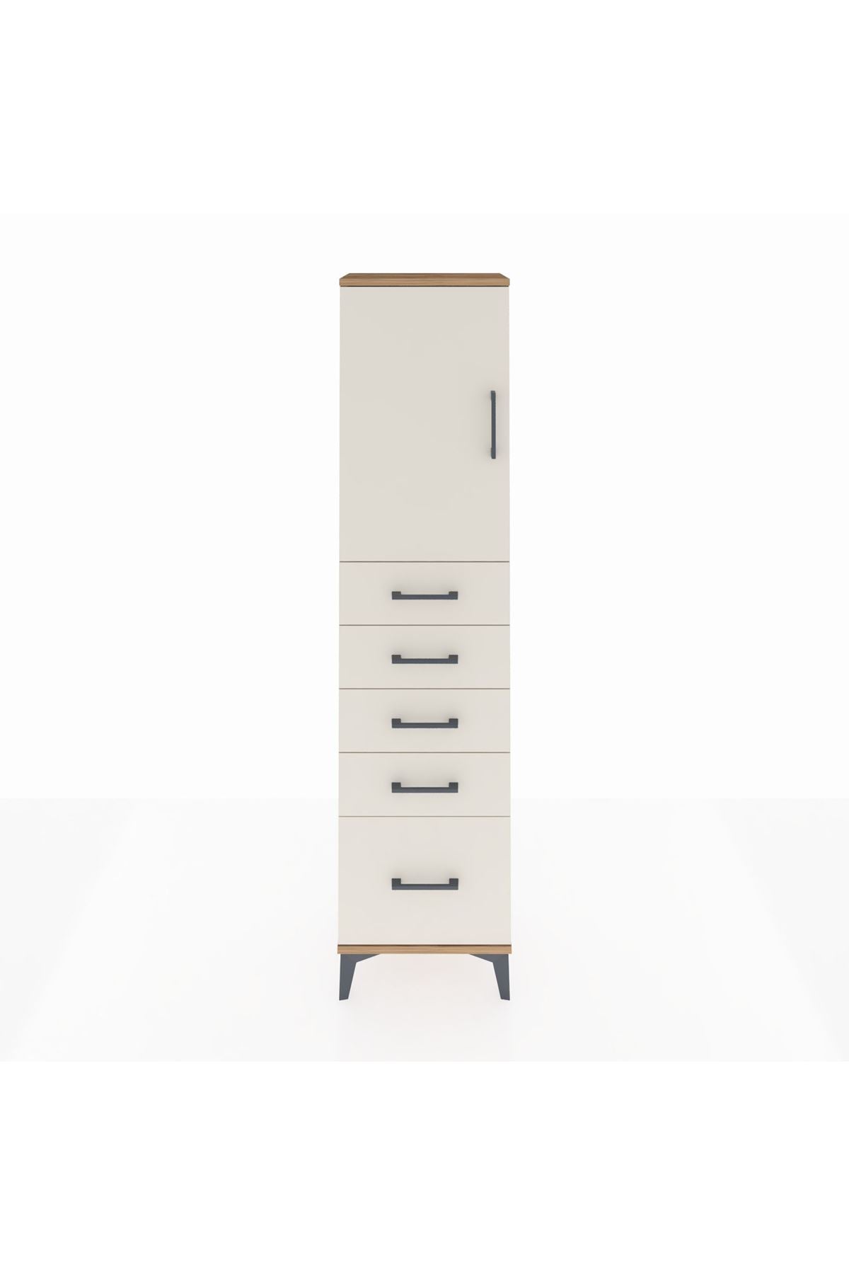 Arges Dolap Tek Raflı 5 Çekmeceli Tek Kapaklı 44x30x182 - S22M012V7A