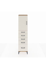 Arges Dolap Tek Raflı 5 Çekmeceli Tek Kapaklı 44x30x182