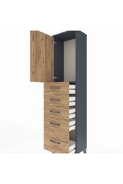 Arges Dolap Tek Raflı 5 Çekmeceli Tek Kapaklı 44x30x182 - S22M012V6A
