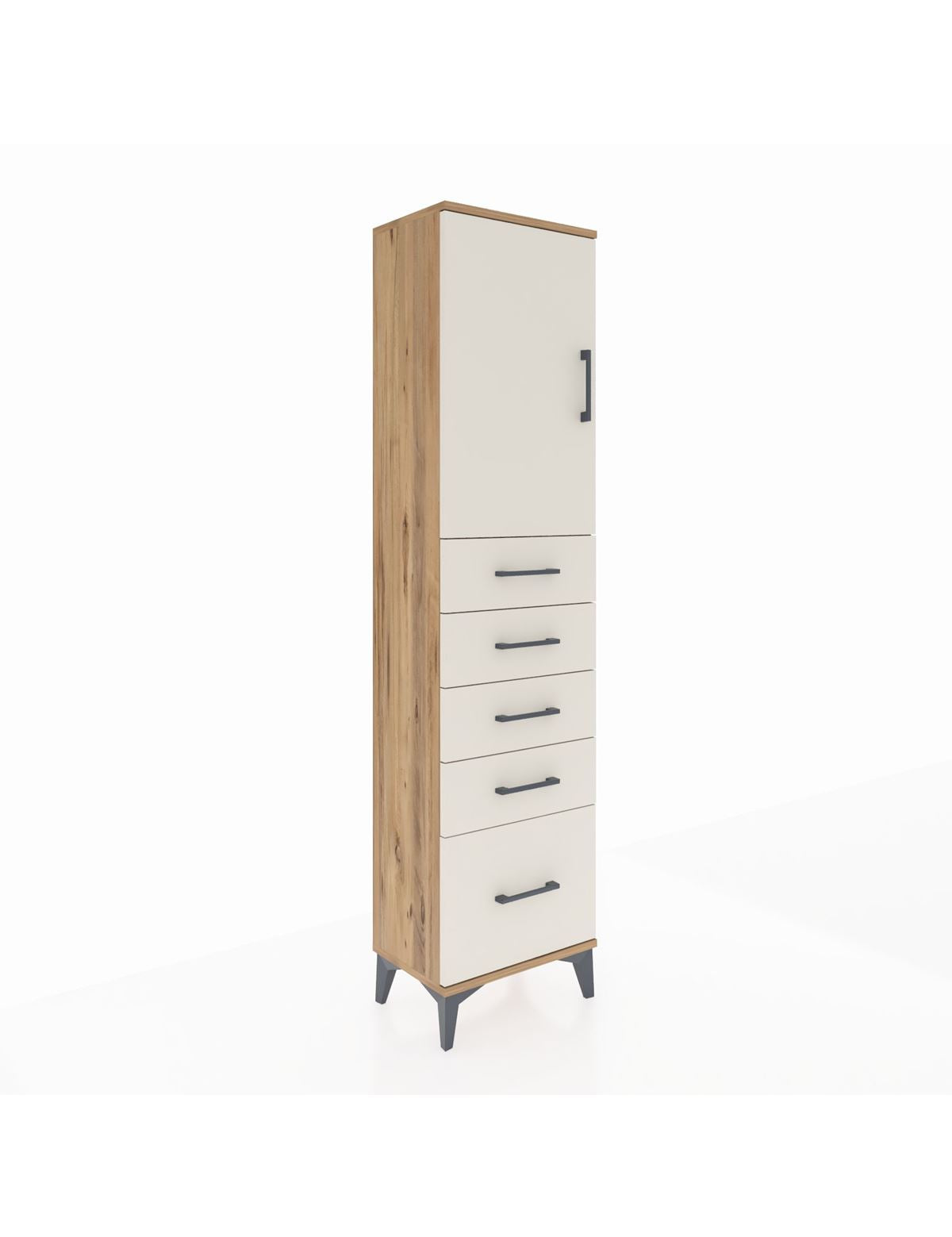 Arges Dolap Tek Raflı 5 Çekmeceli Tek Kapaklı 44x30x182 - S22M012V7A