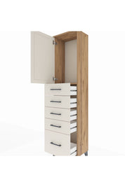Arges Dolap Tek Raflı 5 Çekmeceli Tek Kapaklı 44x30x182 - S22M012V7A
