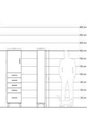 Arges Dolap Tek Raflı 5 Çekmeceli Tek Kapaklı 44x30x182 - S22M012V7A