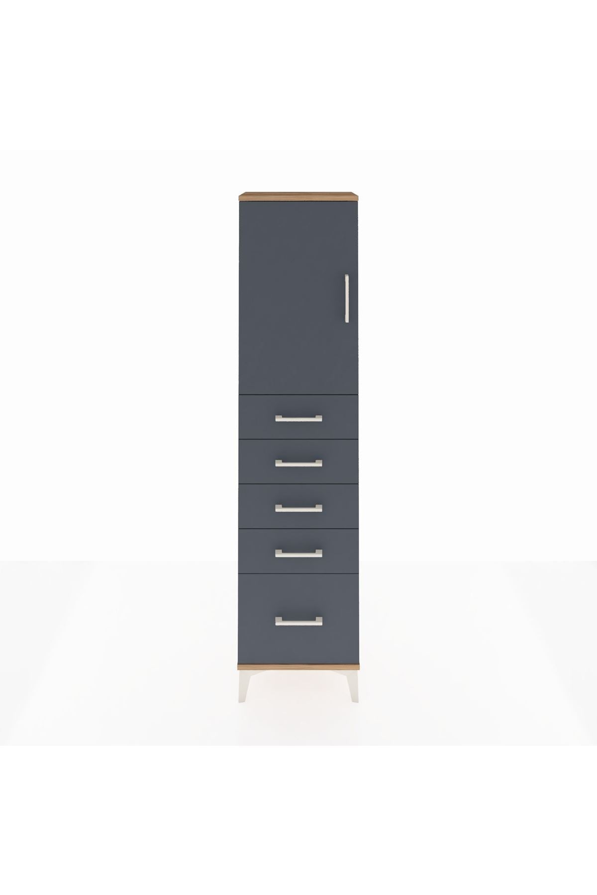 Arges Dolap Tek Raflı 5 Çekmeceli Tek Kapaklı 44x30x182 - S22M012V8A