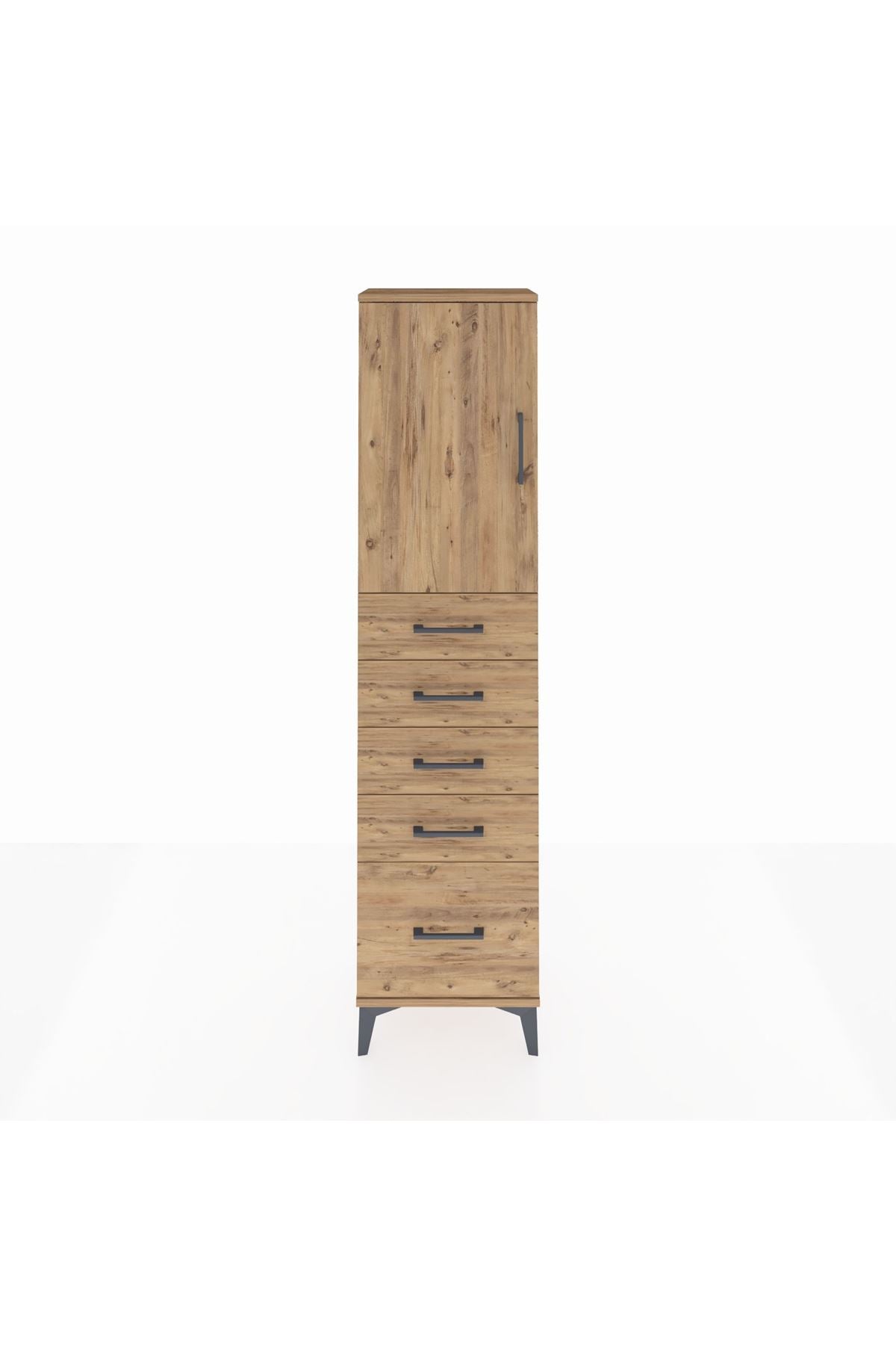 Arges Dolap Tek Raflı 5 Çekmeceli Tek Kapaklı 44x30x182 - S22M012V9A