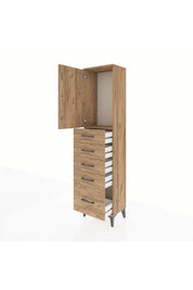 Arges Dolap Tek Raflı 5 Çekmeceli Tek Kapaklı 44x30x182 - S22M012V9A