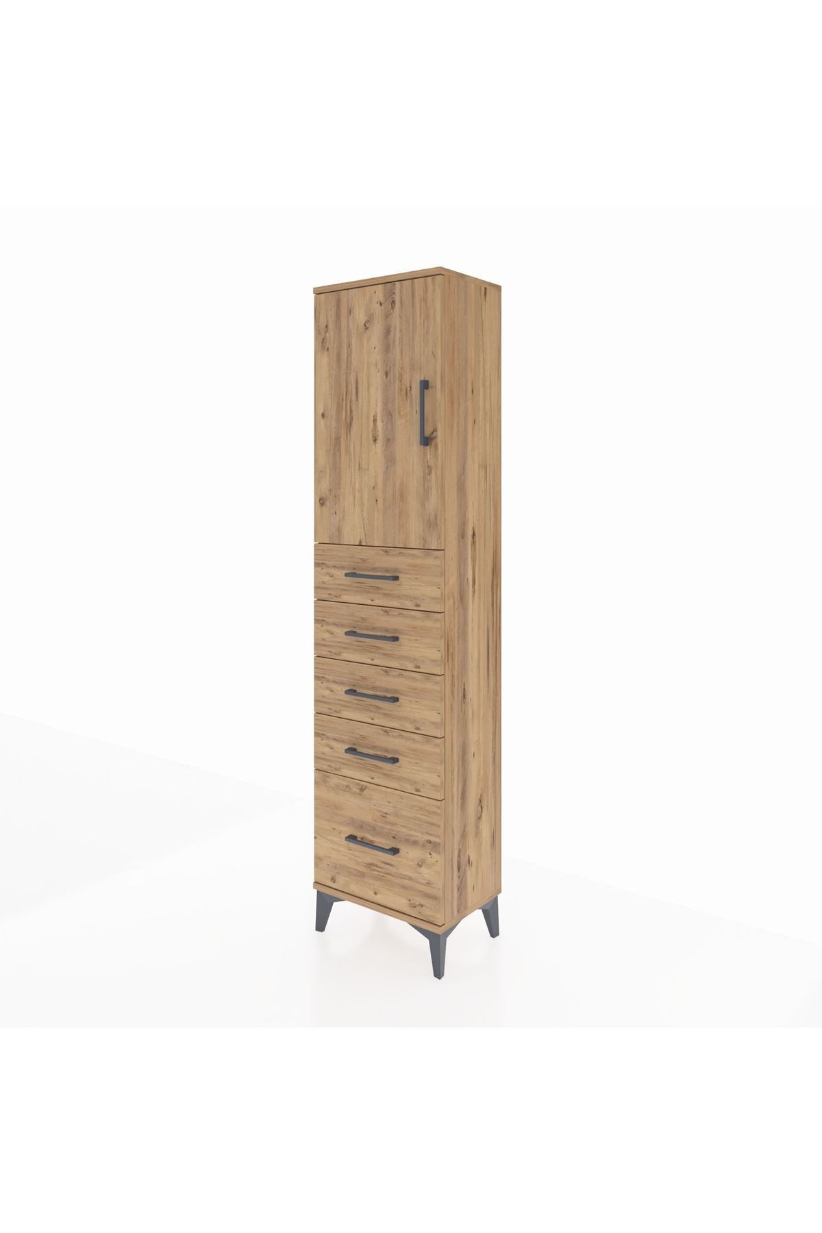 Arges Dolap Tek Raflı 5 Çekmeceli Tek Kapaklı 44x30x182 - S22M012V9A
