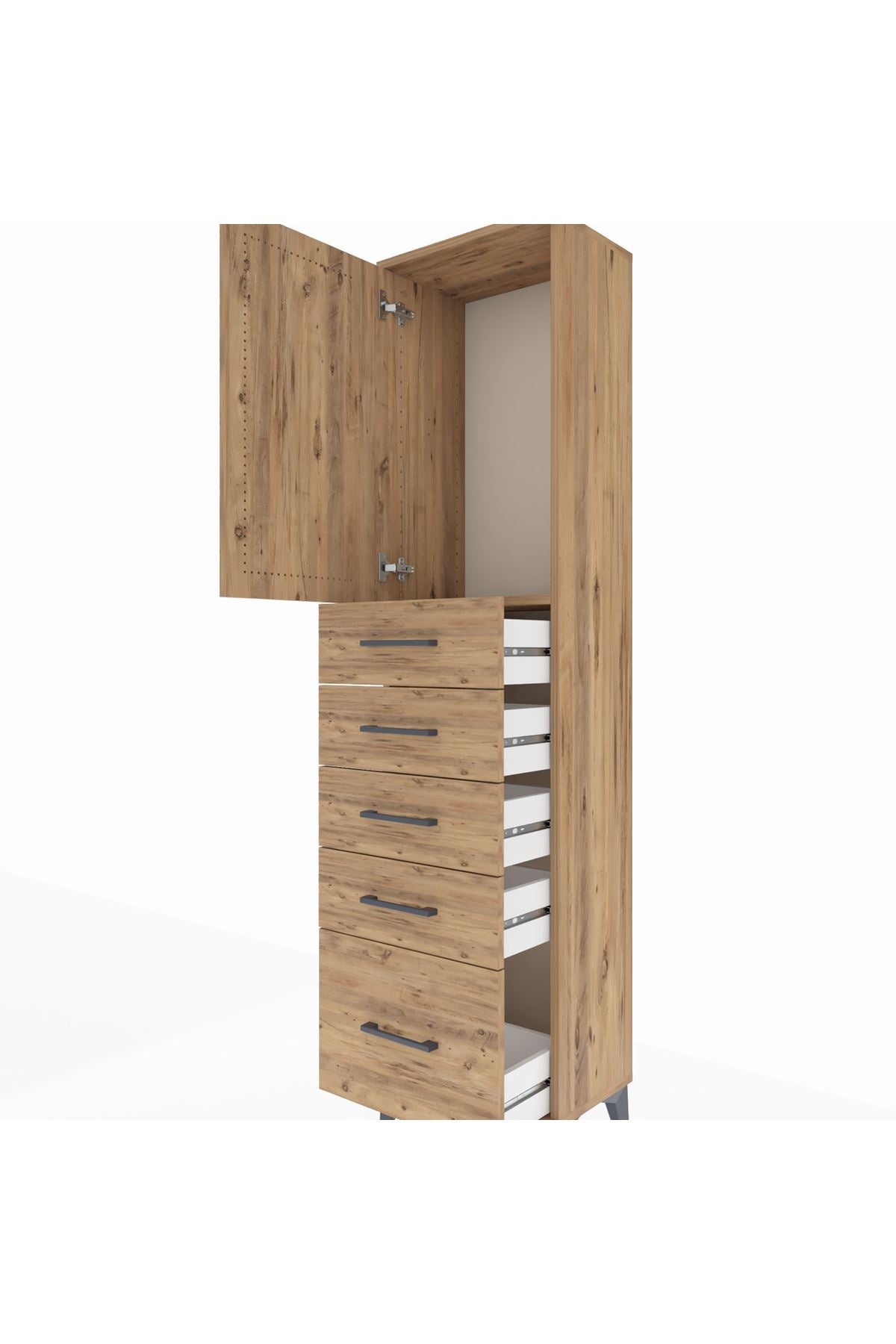 Arges Dolap Tek Raflı 5 Çekmeceli Tek Kapaklı 44x30x182 - S22M012V9A