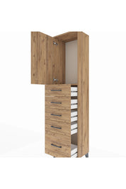 Arges Dolap Tek Raflı 5 Çekmeceli Tek Kapaklı 44x30x182 - S22M012V9A