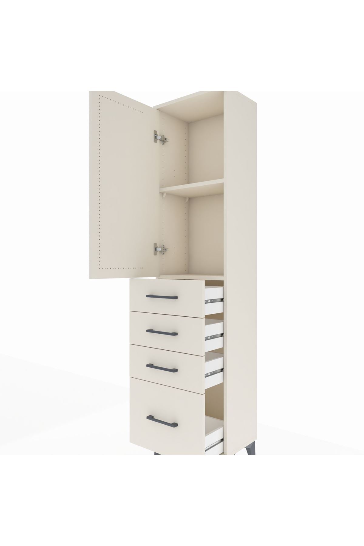 Arges Dolap 2 Raflı 4 Çekmeceli Tek Kapaklı 44x30x182 - S22M013V1A
